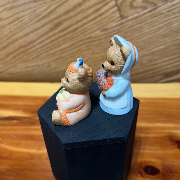 Vintage Homco Set 5312 Ceramic Figurines Thanksgiving Bears Fall Harvest 2 Piece - Picture 10 of 10